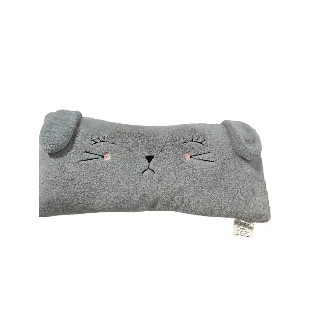 Grey soft adorable small body pillow with floppy wide set ears in grey like new